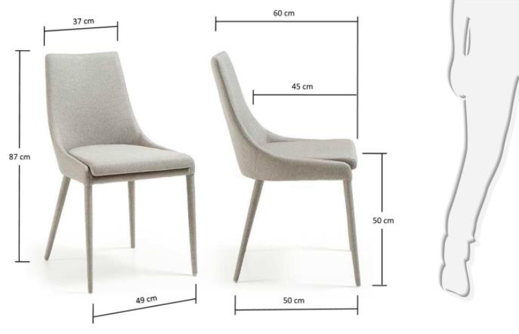 SILLA COMEDOR DANT TELA GRIS CLARO | Mubeko
